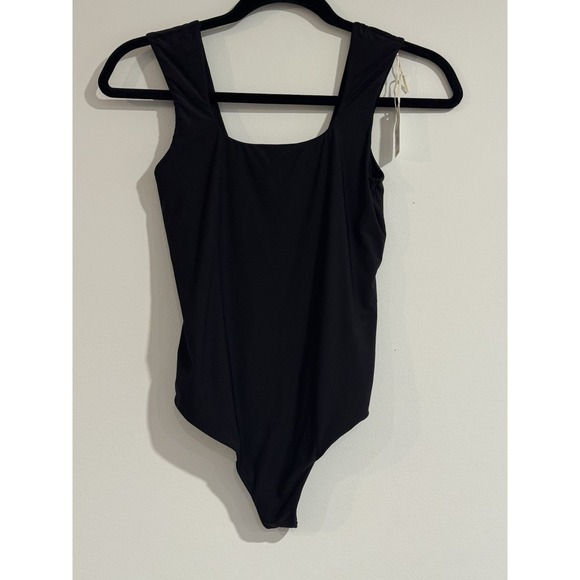 Aerie Smoothez Square Neck Bodysuit Black Tank  Style Womens Medium Thong NWT - Picture 3 of 4